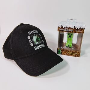 Black Creeper Boom Kids Hat And Hallmark Minecraft Ornament Set